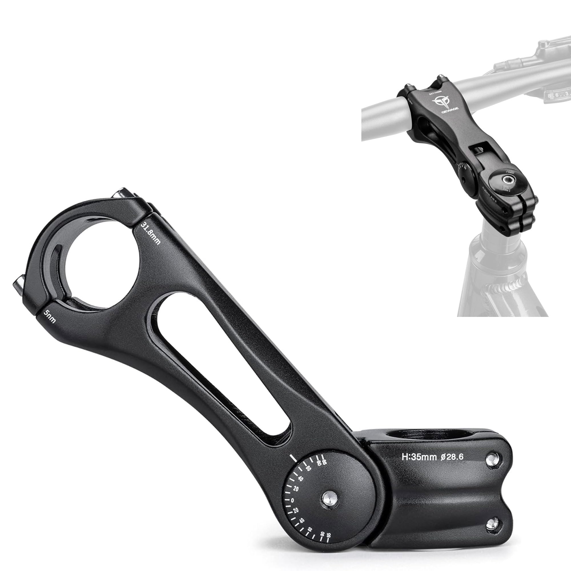 GEWAGE Fahrrad Vorbau Verstellbar,Fahrrad Vorbau Riser für 31,8 (1-1/4 Zoll) Lenker,Legierung Aluminium Fahrrad Vorbau Höhenadapter für die Meisten MTB, Rennräder, BMX,E-Bike