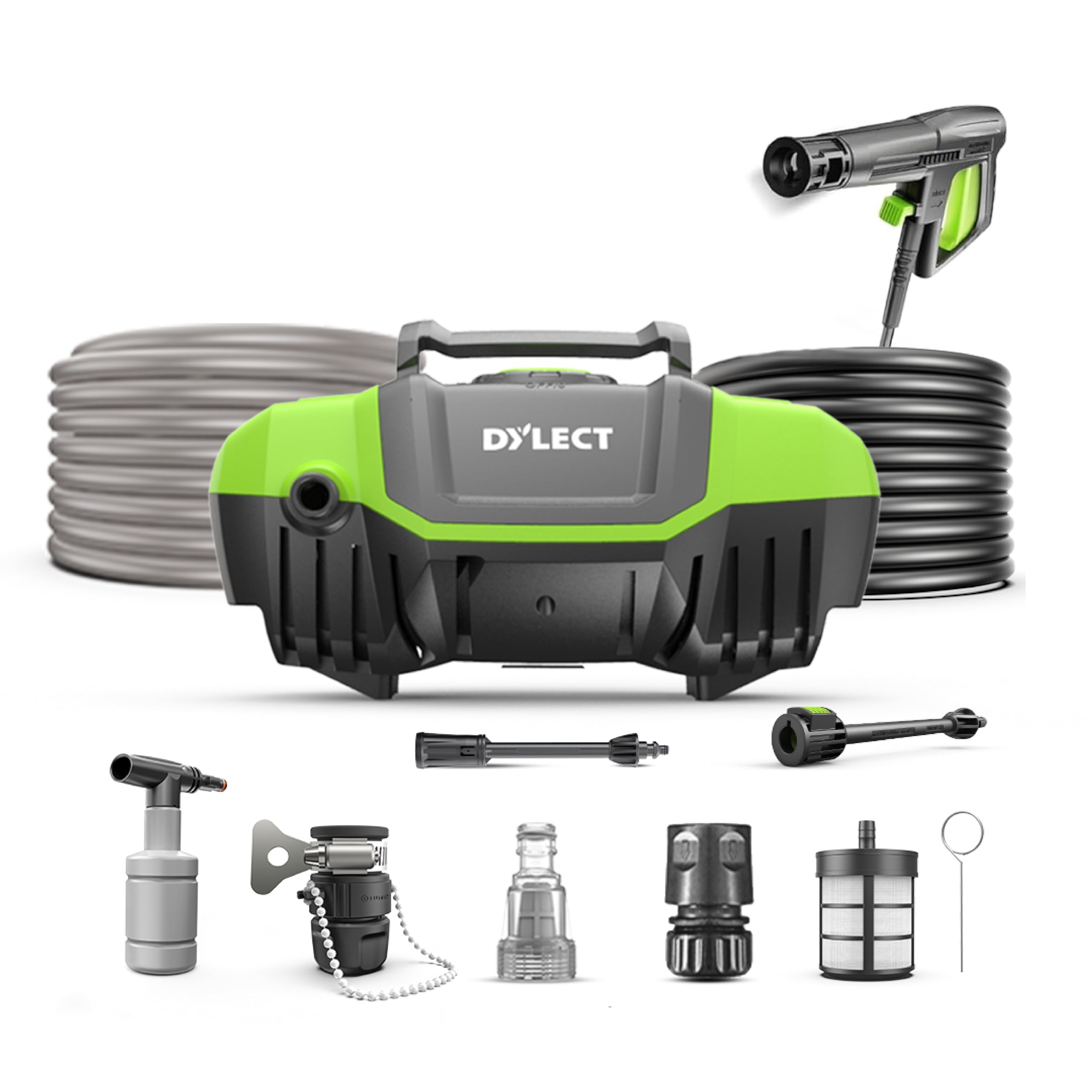 DYLECT Ultra Clean Pro High Pressure Car Washer Pump,2000 Watts Motor, 150 Bars Pressure,6.5L/Min Flow Rate, 8m Outlet Hose, Portable, for Bike and Home Cleaning with 10 Accessories-picture-16