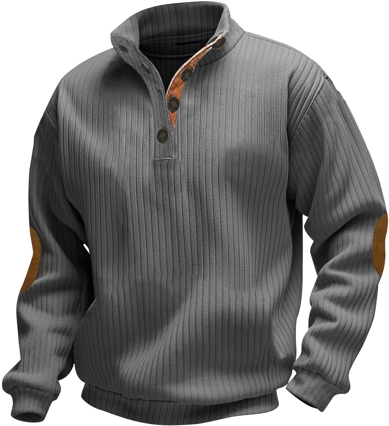 Men's Fall Block Striped Sweatshirt Casual Outdoor Long Sleeve Stand Collar Pullover Sweatshirt Quarter Button Tops