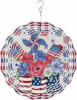 Vista 11 de Molinillo de viento de otoño, calabaza naranja, hoja de arce de acero inoxidable para patio y jardín, esculturas de viento Hapyy Fall Y'all de 10