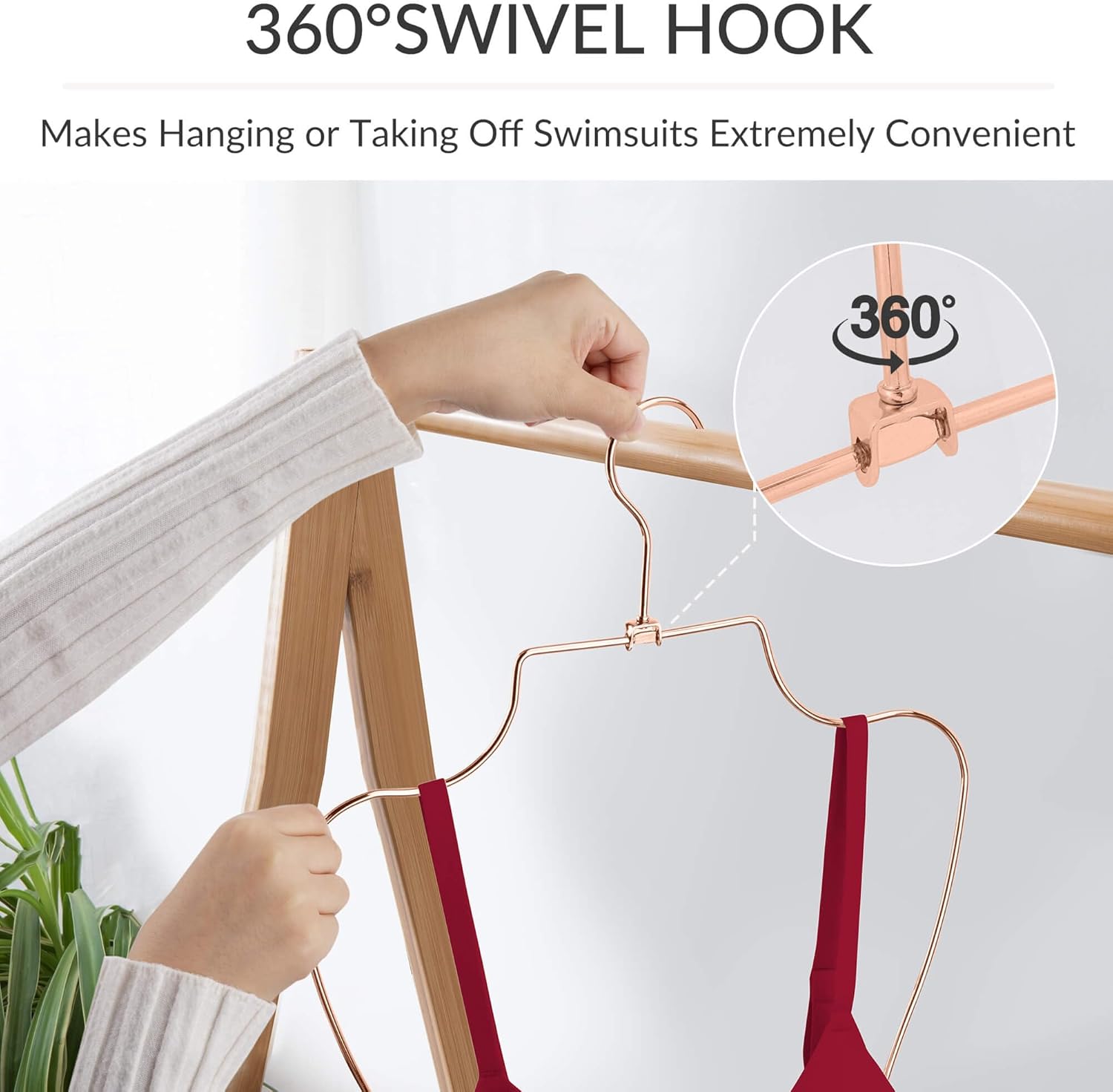 ZEDODIER Swimsuit Hanger, Lingerie Hanging Rack, Top Swivel Hook, Foldable Design