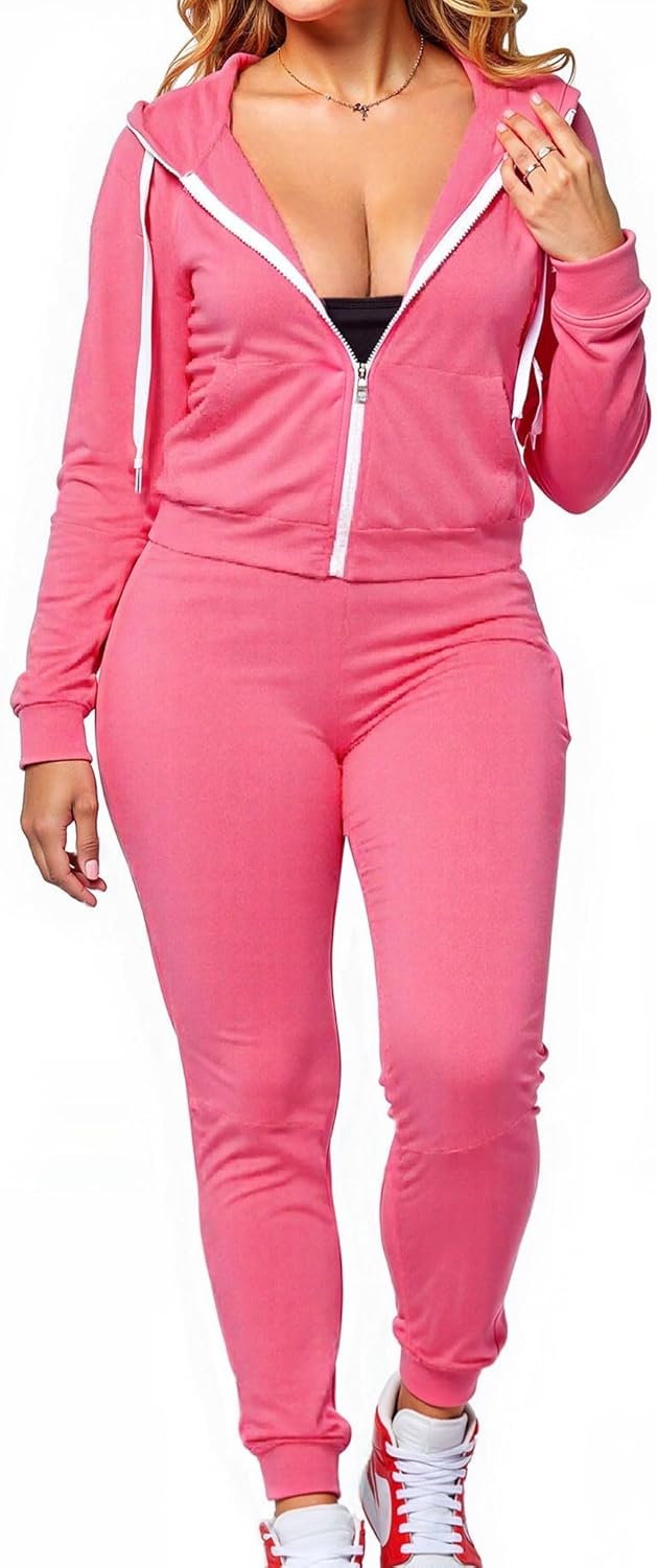 Women 2 Piece Sweatsuit Fall Outfits jogger Tracksuit Sweatpants Sets Casual Long Sleeve Zip Up Hoodie - Image 4