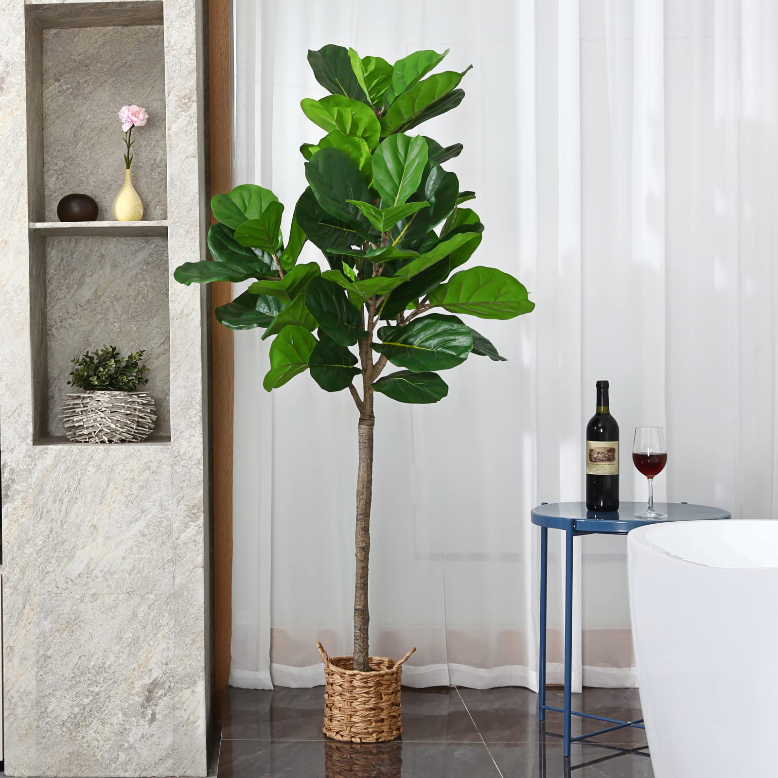 Künstlicher Feigenbaum 1,5 M – Fiddle Leaf Fig Für Drinnen, Mit Topf, Pflegeleicht & Realistisch