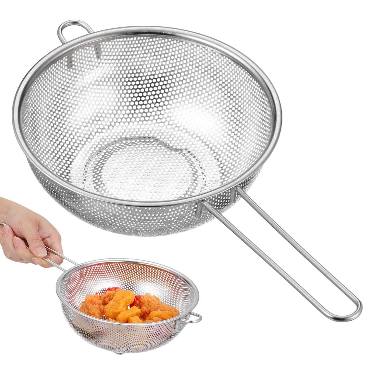 Passoire en acier inoxydable durable de 19,2 cm, ustensile robuste avec manche métal