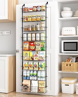 Over The Door Pantry Organizer Spice Rack: 9-Tier Metal Pantry Door Organizer - Pantry Organizers and Storage - over the Door Organizer Back of Door Spice Rack