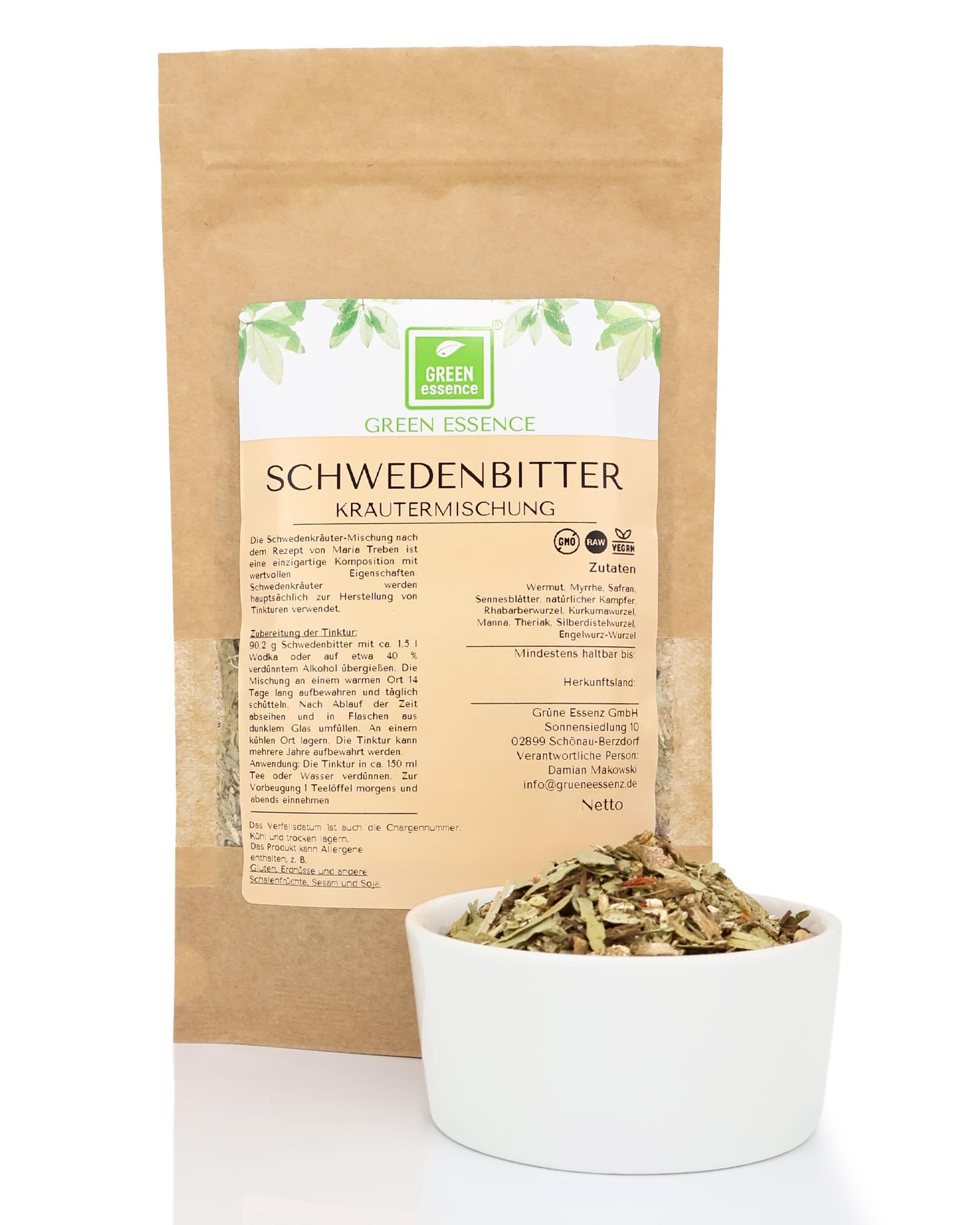 Schwedenbitter Ansatz Maria Treben von der Grünen Essenz - Schwedenkräuter Ansatzmischung - Schwedische Kräuter - Hildegard von Bingen Tee (250 Gramm)