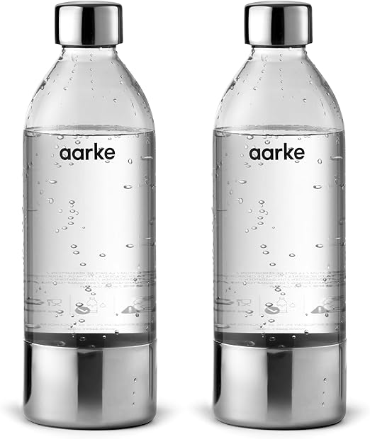 aarke Extra PET Stainless Steel Reusable Bottle for Carbonator l, ll, and 3, BPA-Free and Non-Toxic, 800ml (2-Pack)
