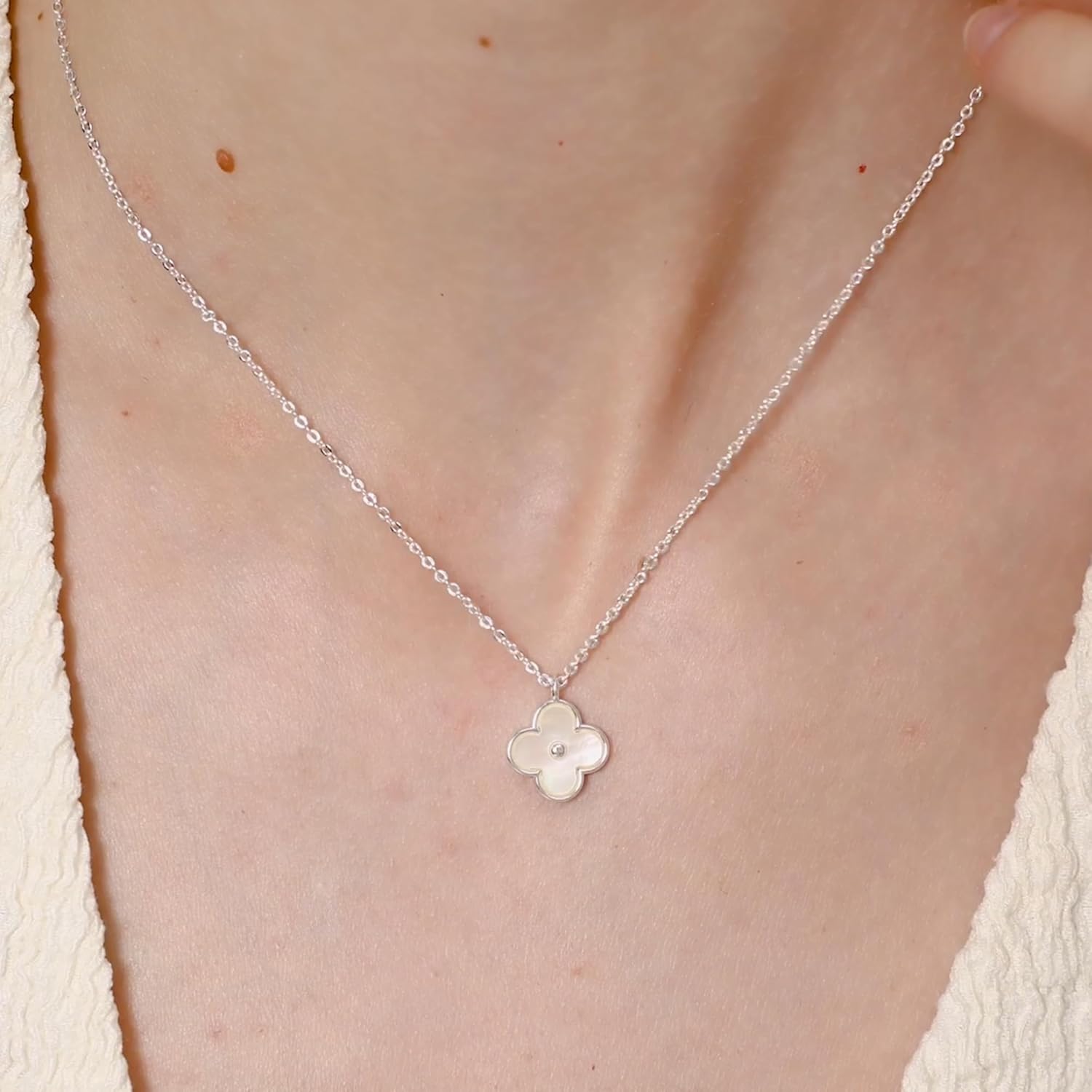 COBI Four Leaf Clover Necklace for Women,18K Gold /925 Sliver Plated with Mother of Pearl Pendant, Lucky Clover Jewelry Gift for Valentine's Day, Birthday - Image 5