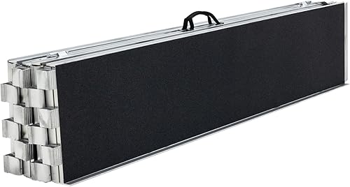 Miniatura 4 de Silver Spring Rampa para silla de ruedas multiplegable de aluminio de 12 pies de largo con superficie de revestimiento de arena, capacidad de peso
