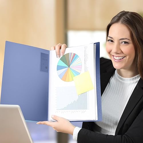 Vista 27 de Marspark 6 carpetas con fundas de plástico grandes de 8.5 x 11 pulgadas, 40 bolsillos, 80 páginas, portafolio de arte, protector de hojas Negro