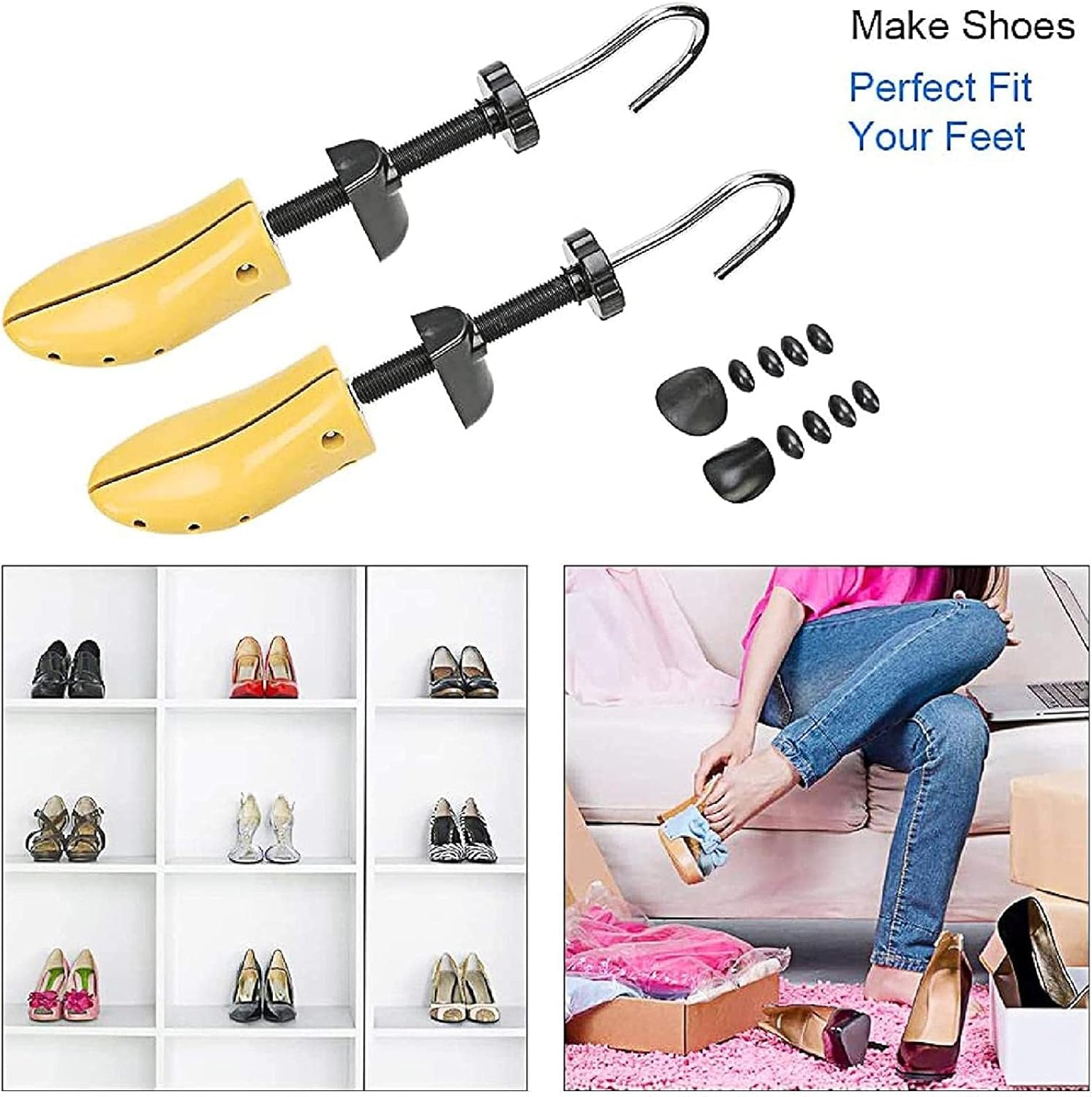 靴ストレッチャー1ペア、2ウェイシューストレッチャー長さと幅