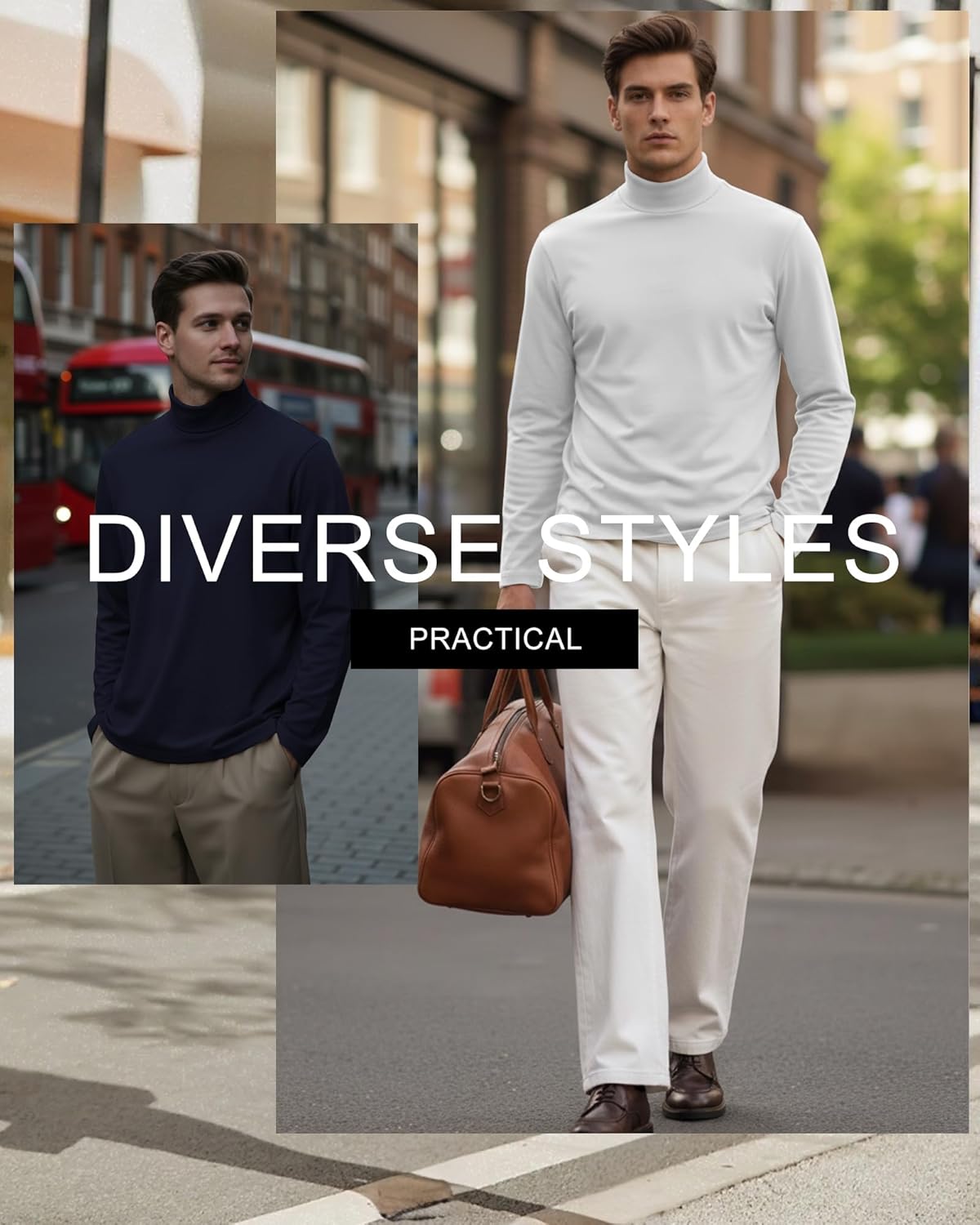 7 Pack Men's Turtleneck Tops, Long Sleeve Basic Pullover Sweaters Casual Slim Fit Lightweight Tees - Image 4