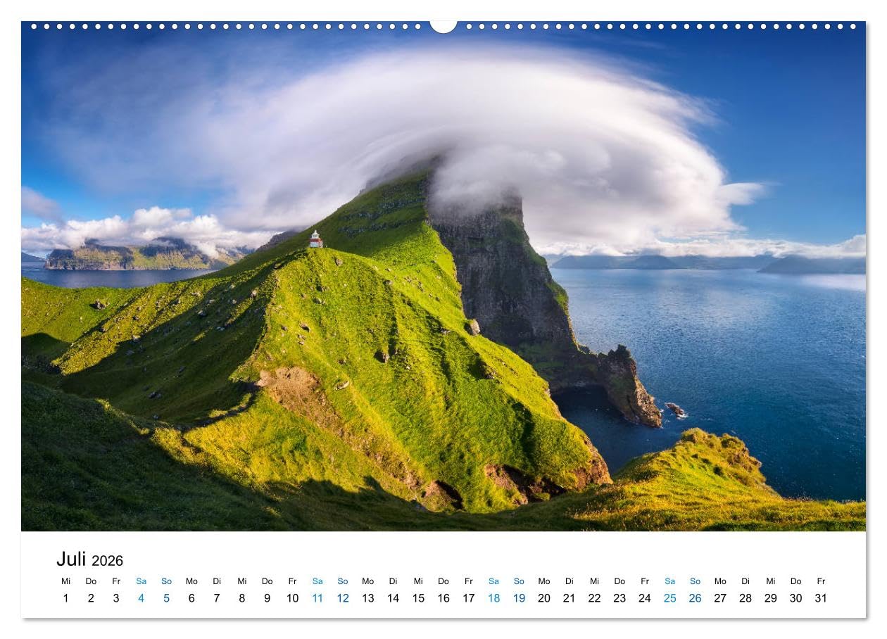 Färöer - Archipel im Nordmeer (hochwertiger Premium Wandkalender 2026 DIN A2 quer), Kunstdruck in Hochglanz: Fotografien von der Inselgruppe der Färöer