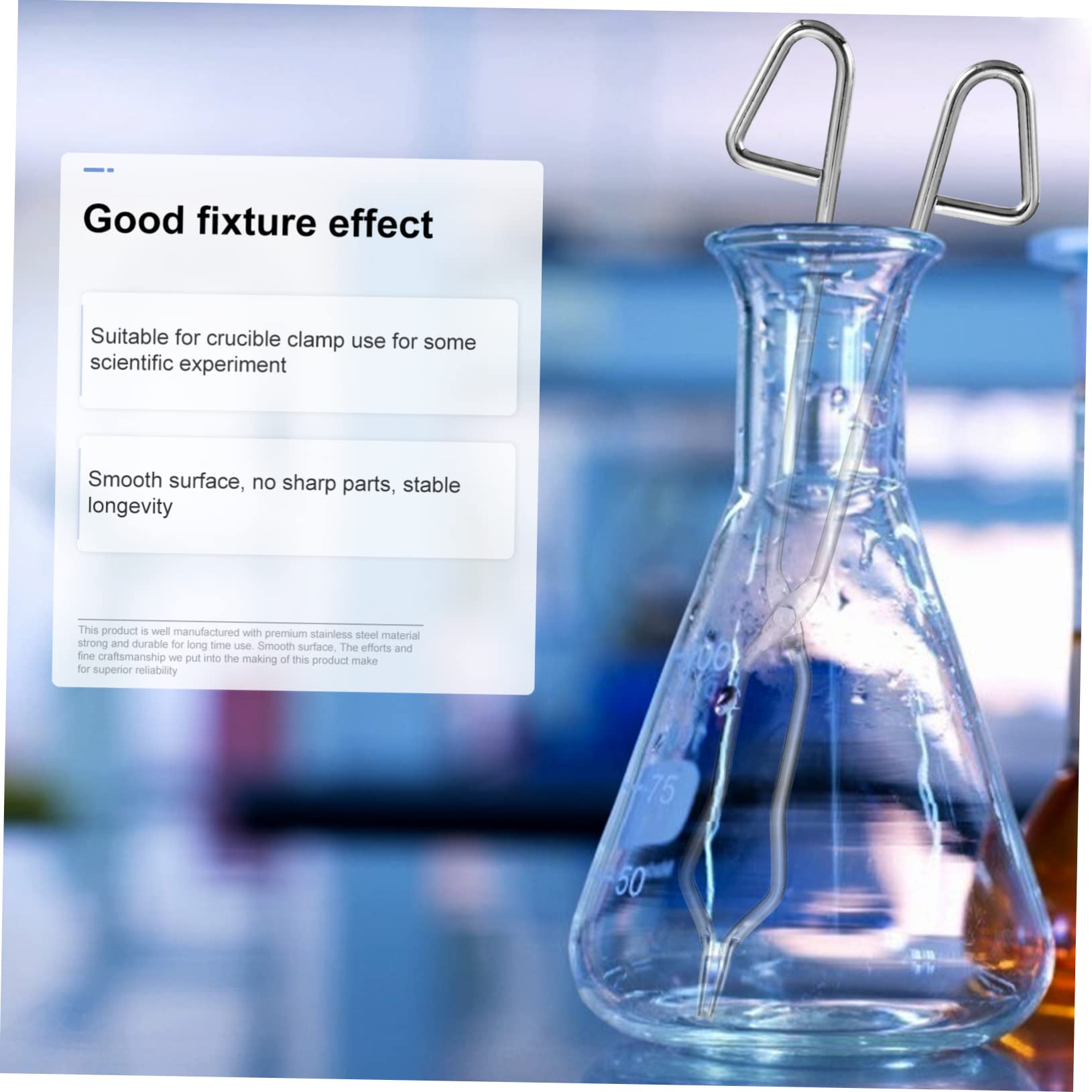 NAMOARLY 1pc Clip Labs Beaker Sturdy Crucible Clamp Professional Grade Crucible Kit Laboratory Equipment Furnace Tongs Foundry Kits Classroom Laboratory Accessories Stainless Steel Silver