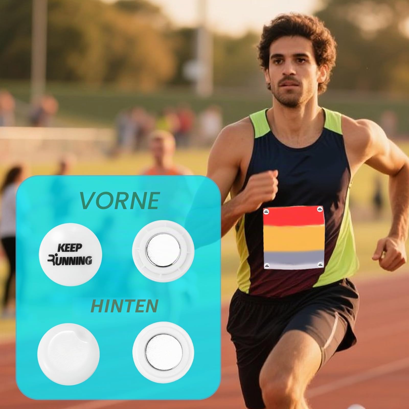 Tinoaly 4 Paar Magnetische Startnummernclips, Startnummernhalter Marathon Startnummerntafel Knöpfe Befestigungsmagnete für Läufer