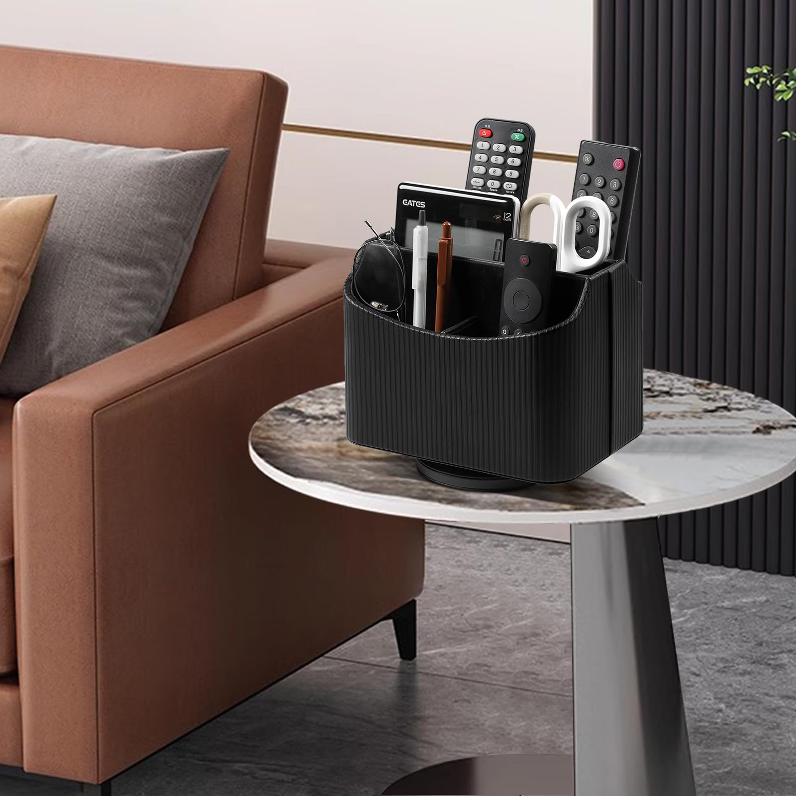 360° drehbarer TV-Fernbedienungshalter, Schreibtisch-Fernbedienungs-Organizer, Schwarz