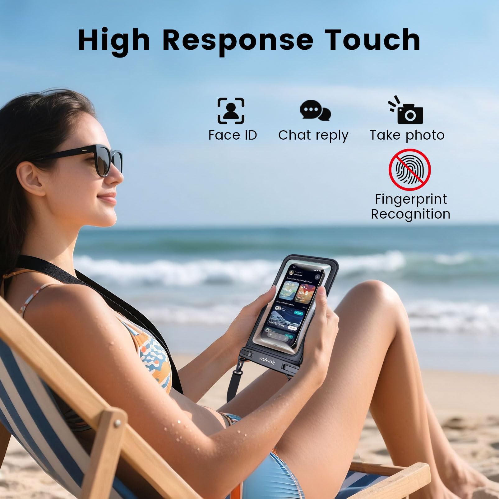 Rynapac Funda impermeable de doble espacio para teléfono, paquete de 2 fundas impermeables para teléfono con cordón para iPhone 15, 14, 13, 12, 11, Pro Max, XS, XR, Galaxy S21 Pixel de hasta 8