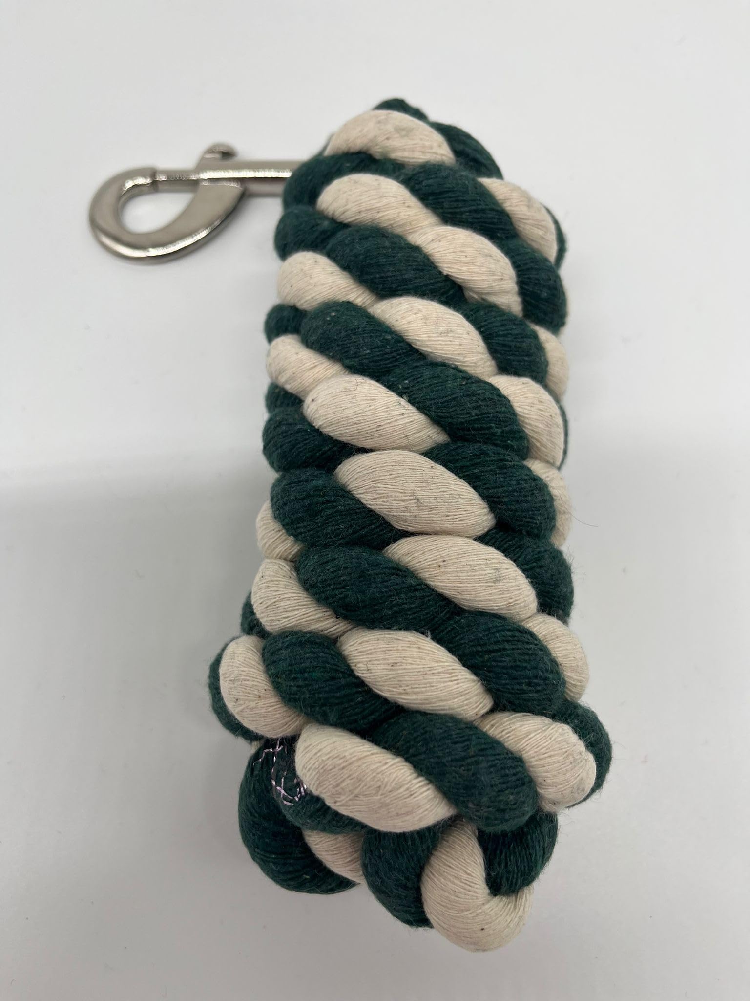 Ruggles Cotton Lead Rope | Horse Pony Donkey and Livestock | Robust Trigger Clip | Length 2m (Green/Cream)