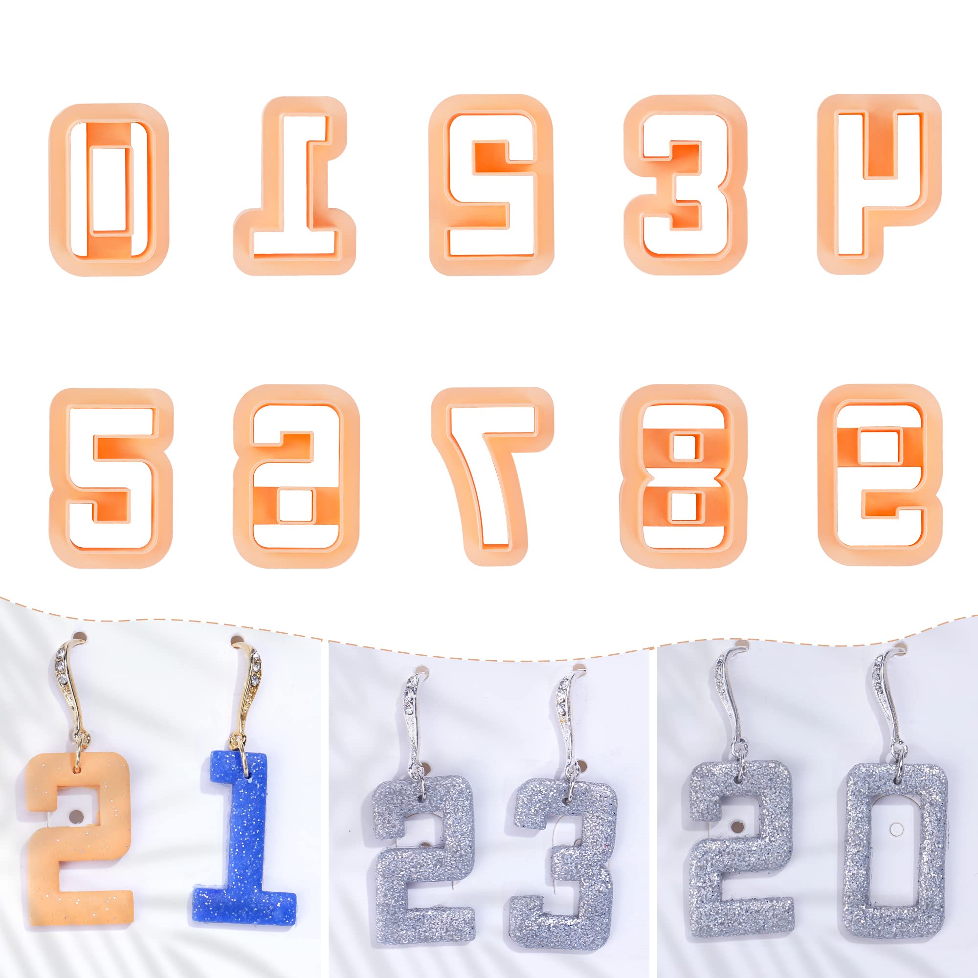 Puocaon Number Polymer Clay Cutters - 10 Pcs Clay Cutters for Polymer Clay Earrings Making, Basic Number Clay Earring Cutters 0-9 Polymer Clay Cutters for Clay Jewelry Making