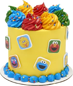 Sesame Street Rings, 24 Cupcake Toppers Featuring Elmo, Big Bird, Cookie Monster, Grover, Bright Colorful Cupcake Decorations, Food Safe - 24 Pack