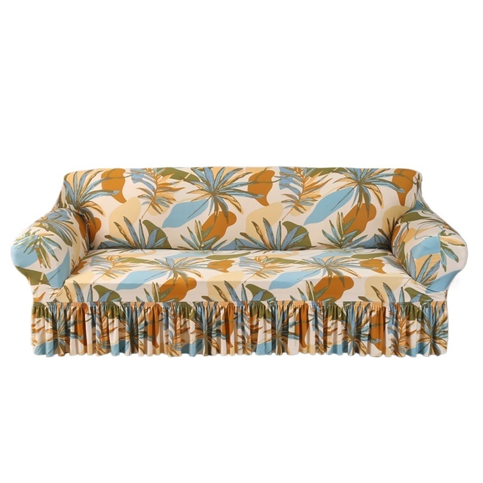 Printed Ruffled Skirt Sofa Covers for Living Room Stretch Couch Cover Furniture Protector Easy Fitted Washable Gonna copertura divano(Color 30,2-seater 145-185cm)