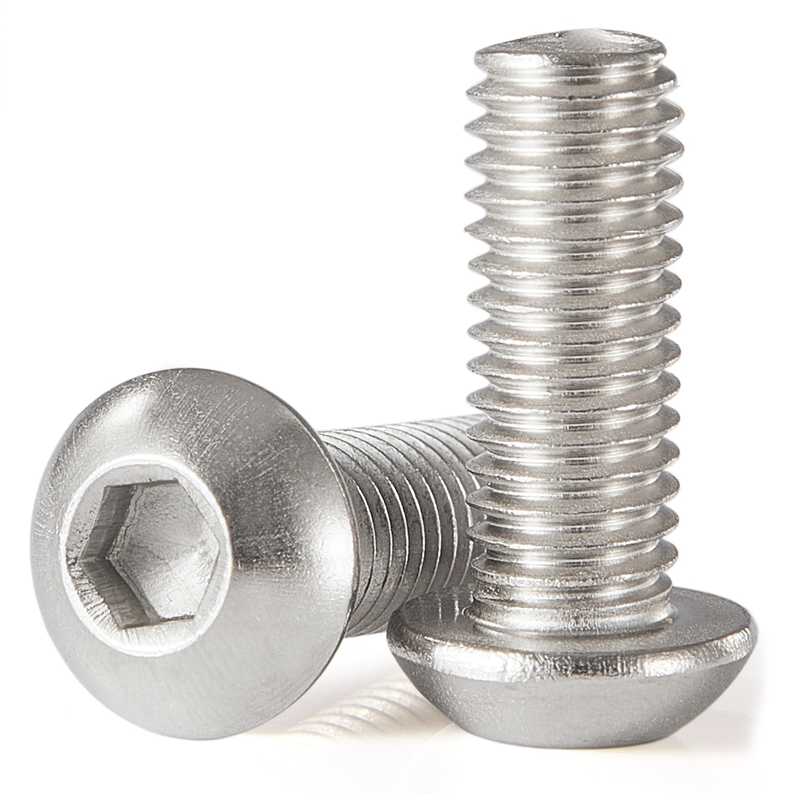 GuoYomm #10-32 x 1-1/4" Button Head Socket Cap Screws Bolts, Stainless Steel 18-8 (304), Metric Allen Hex Drive, Fully Threaded, Bright Finish, 30 PCS