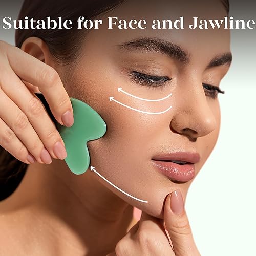 Miniatura 9 de BAIMEI Juego de 2 piedras Gua Sha y 1 rodillo facial de jade