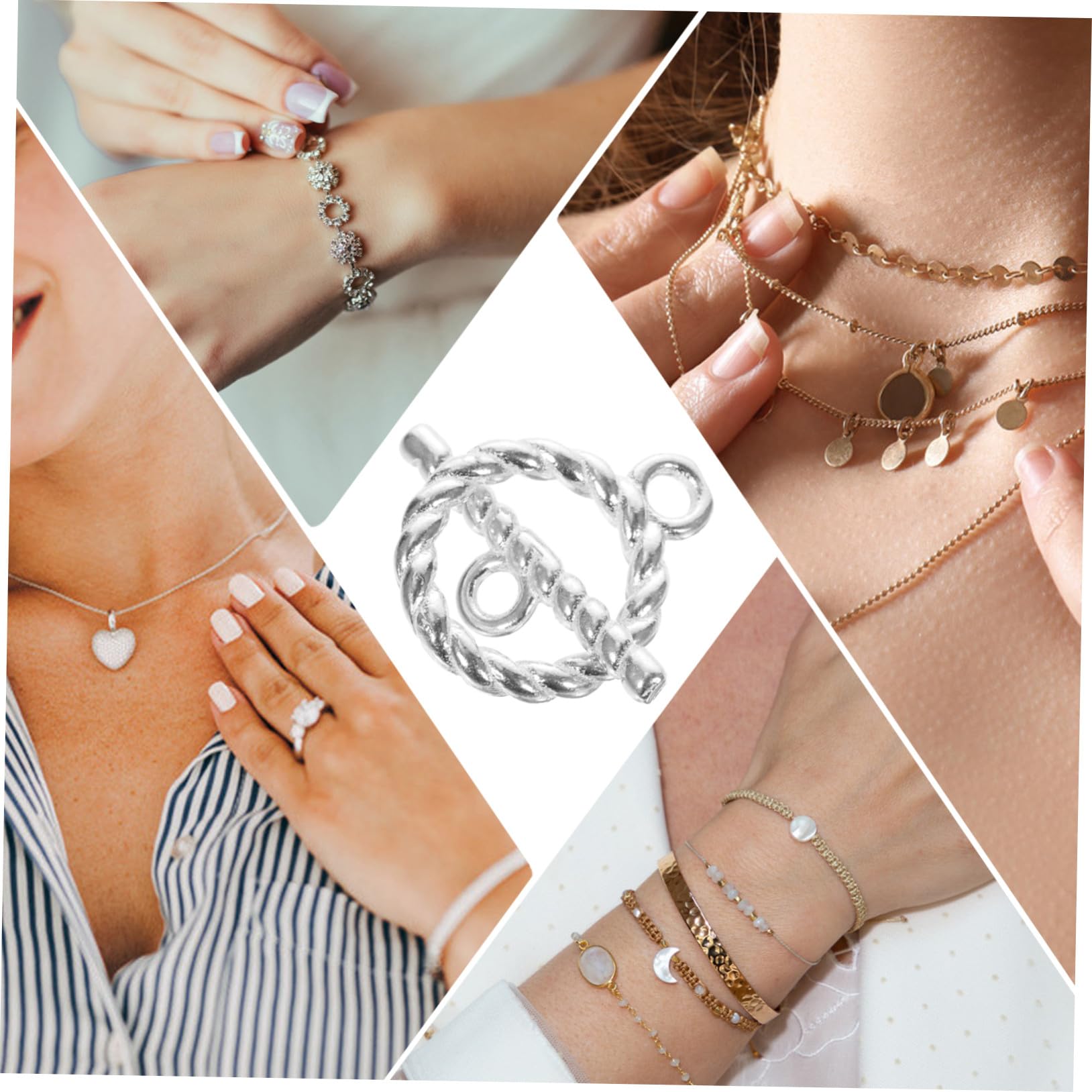 10 Sätze Sterling Silber DIY Toggle Verschluss Langlebiger Armband Halskettenverschluss Einfach zu Befestigen Geeignet für Schmuckherstellung und Reparatur