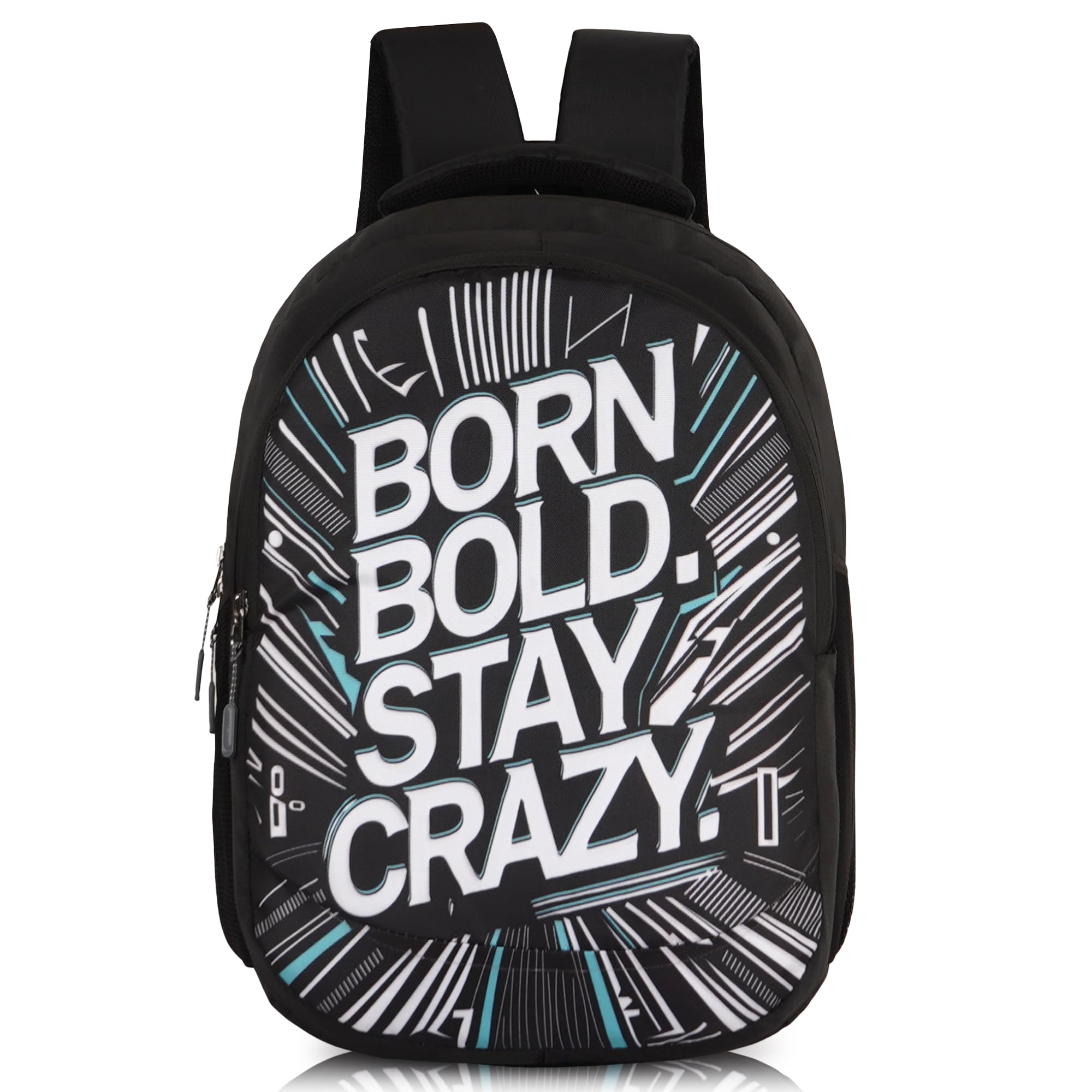 Half Moon Wild Crazy Printed School Backpack for Boys & Girls | Stylish College Bag with Laptop Compartment | Water-Resistant, Lightweight & Spacious Travel Bag | Comfortable Straps for Daily Use