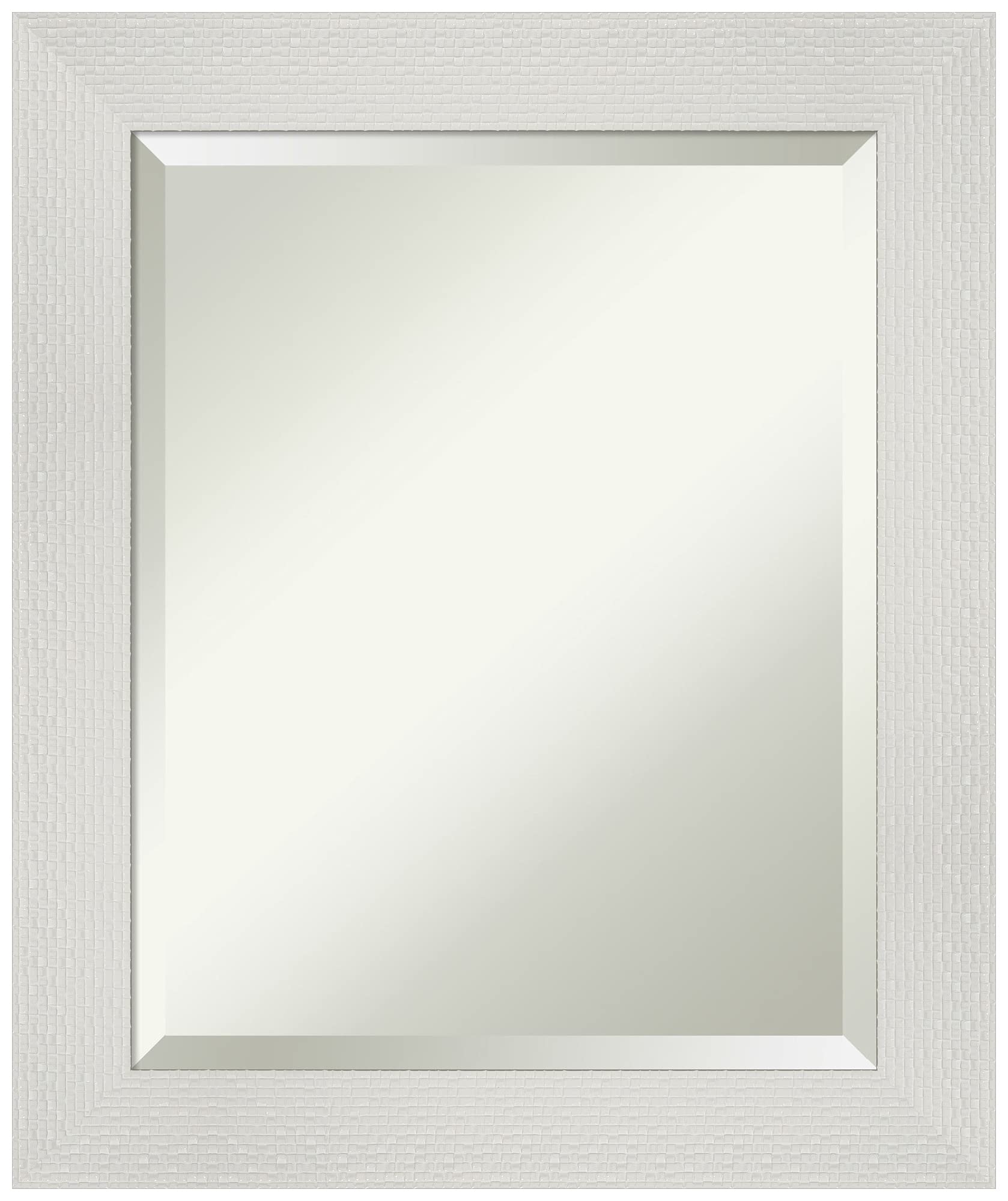 Amanti Art Bathroom Mirror, Mosaic White Wall Mirror for use as Bathroom Vanity Mirror Over Sink (24.5 x 20.5 in.) Beveled Mirror, White Mirror, Casual Mirror from WI, USA