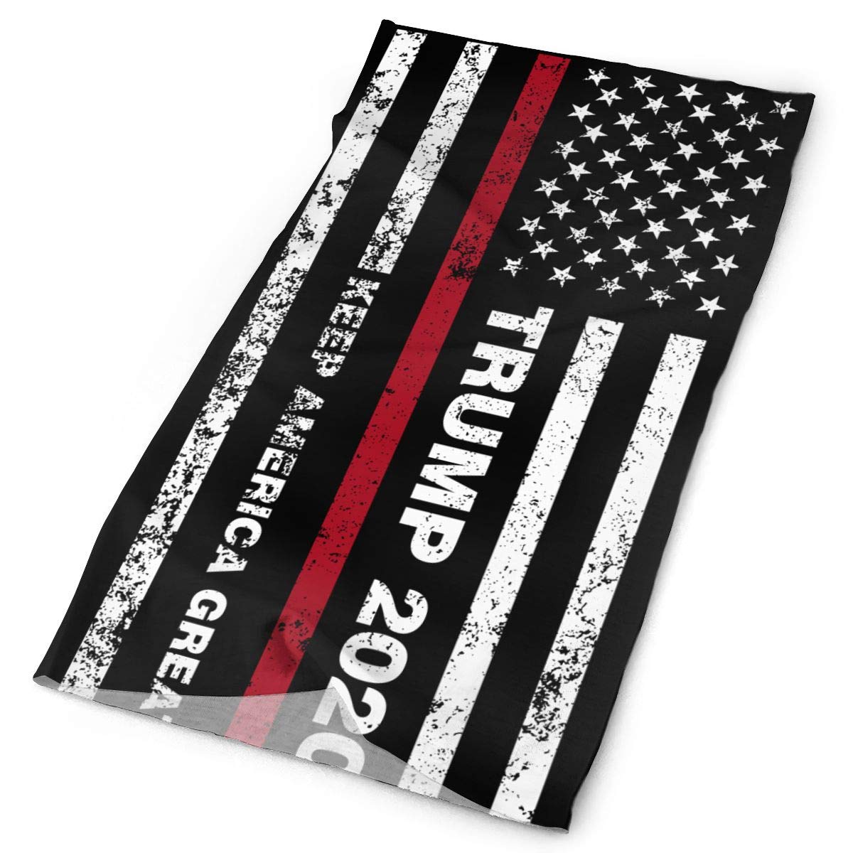 Trump 2020 Thin Red Line Flag Multifunctional Magic Headwear Men&Women Tube Scarf Facemask Headbands Neck Gaiter Bandana Balaclava Helmet for Outdoor Running Cycling Skating Work Out