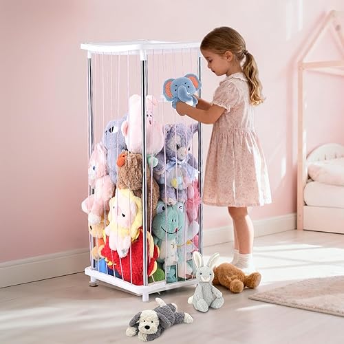 Miniatura 8 de Zoológico de almacenamiento de animales de peluche, organización y almacenamiento de juguetes para niños y niñas, organizador de juguetes de peluche