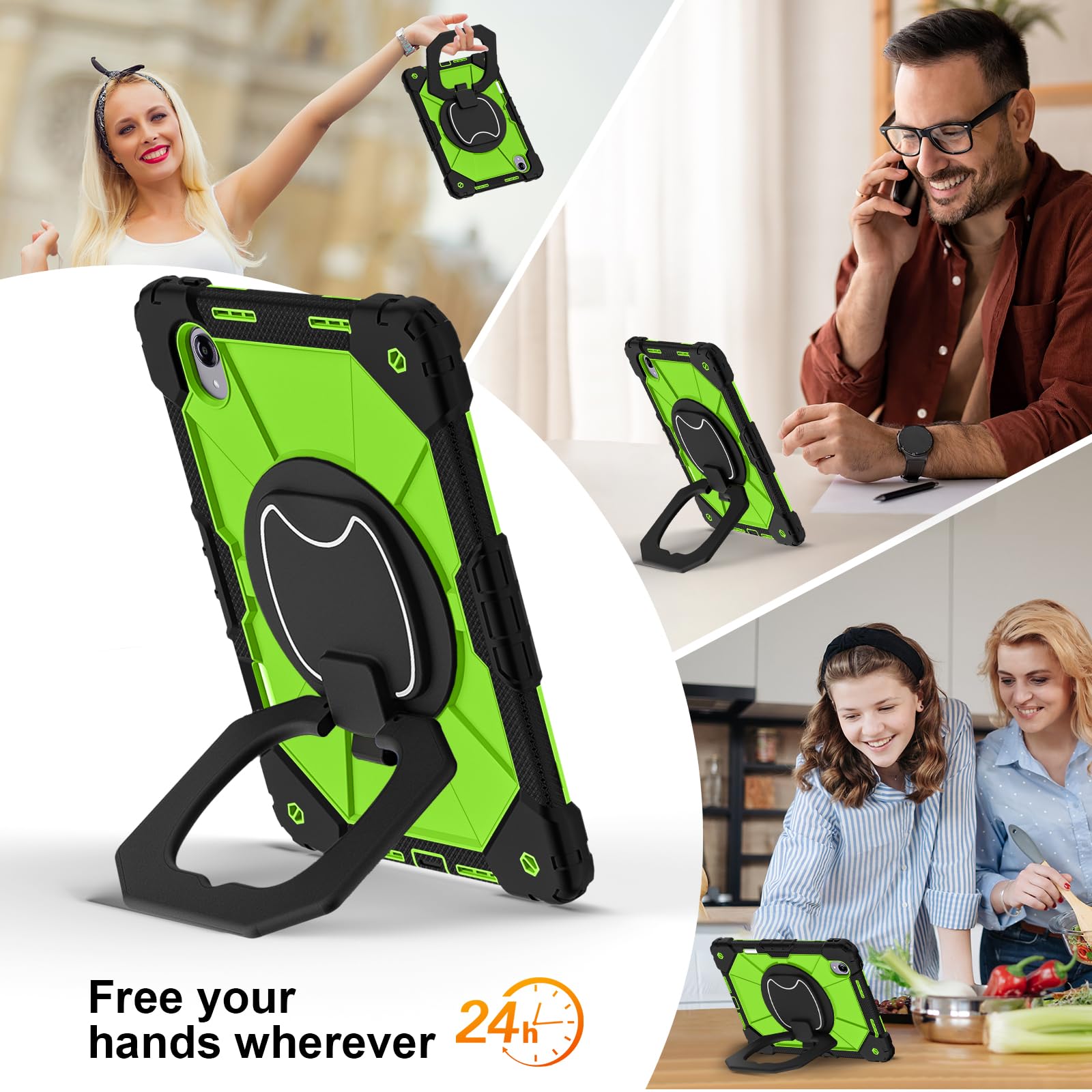 Etui kompatybilne z Lenovo Xiaoxin Pad Pro GT 13 (2026) TB378FC 33.0 cm z podstawką/uchwytem na ołówek, wytrzymałe, odporne na wstrząsy etui ochronne na ramię (czarno-żółto-zielony)