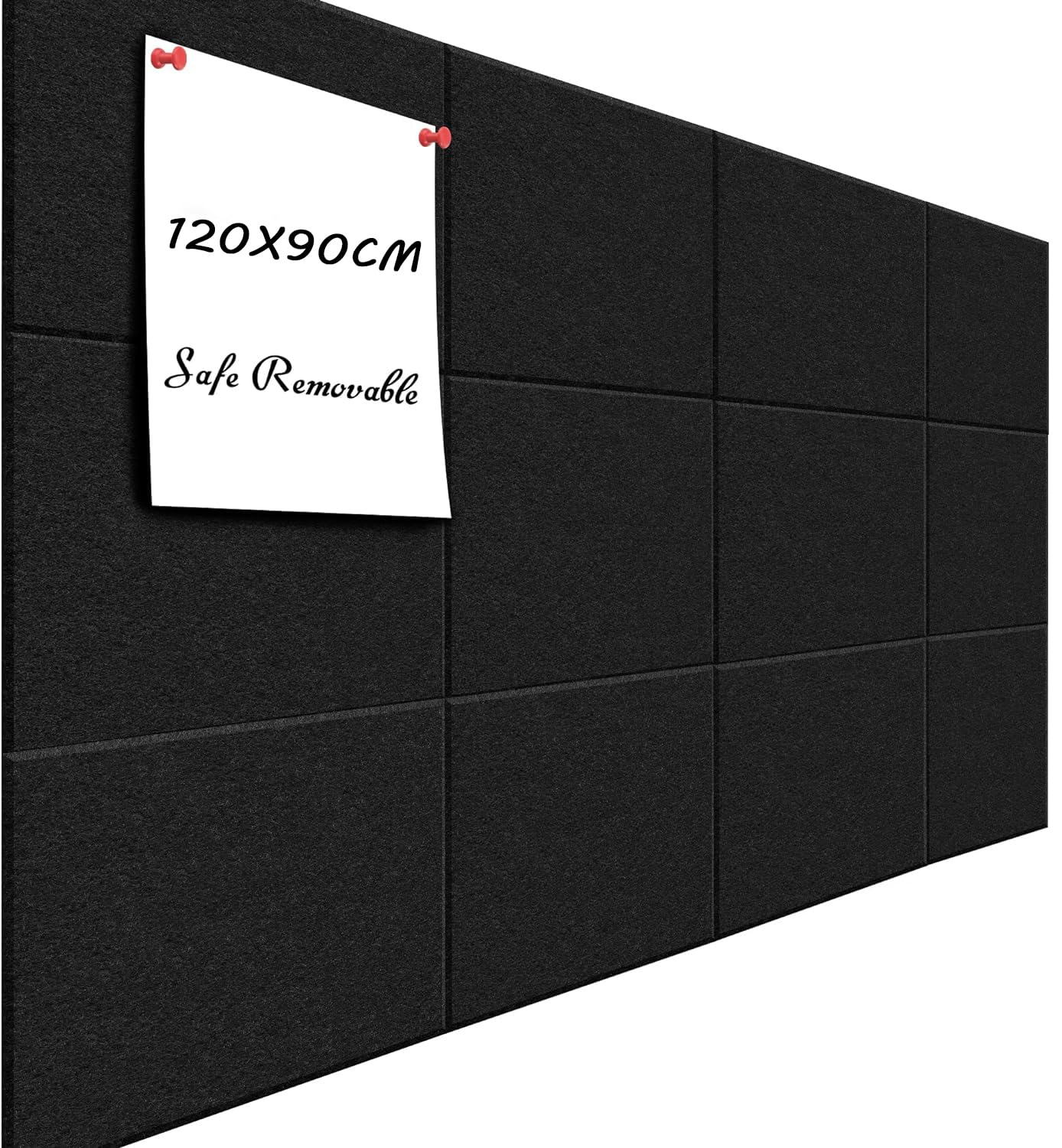 Fitmos Large Cork Board Felt Board Tiles for Walls, 30x30cm Pack of 12 Pin Board Notice Boards for Home Office Kitchen, Bulletin Board Wall Tiles for Photos Memos