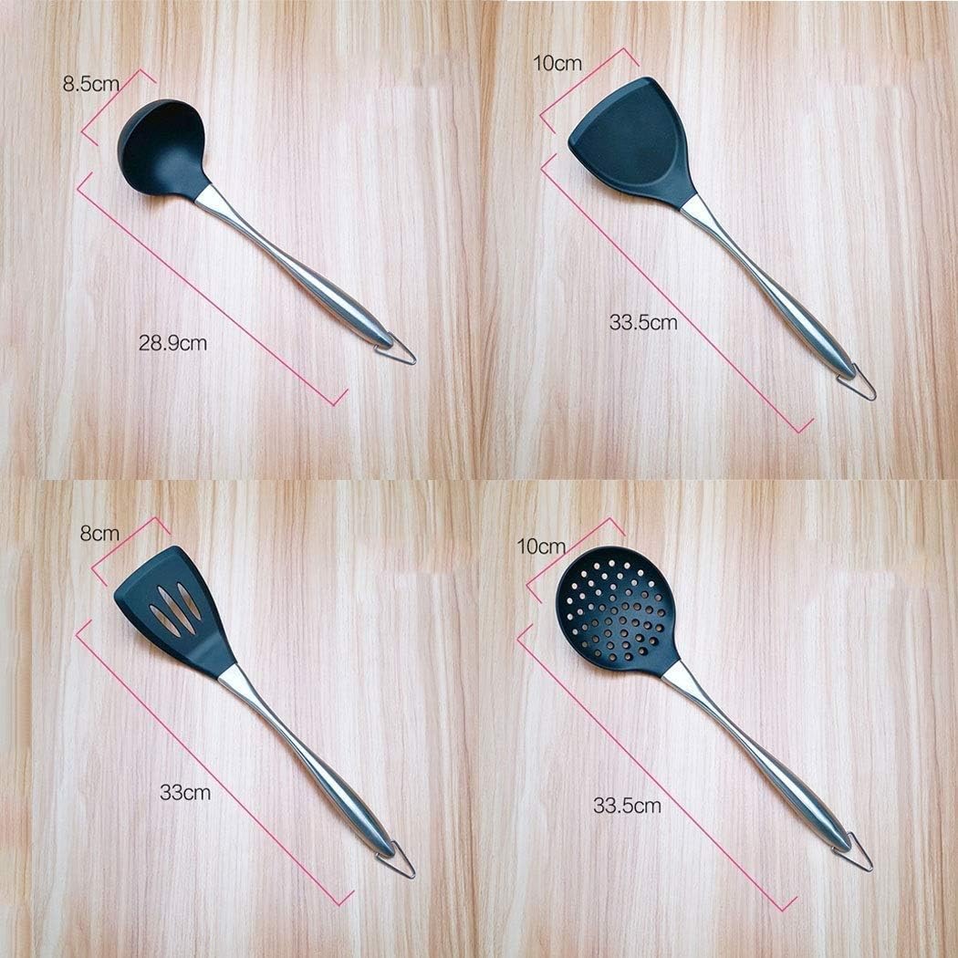 Kitchen Utensil Set - 4 Piece Non-Stick Cooking Utensils & Spatulas - Silicone & Stainless Steel - Safe for Pots & Pans