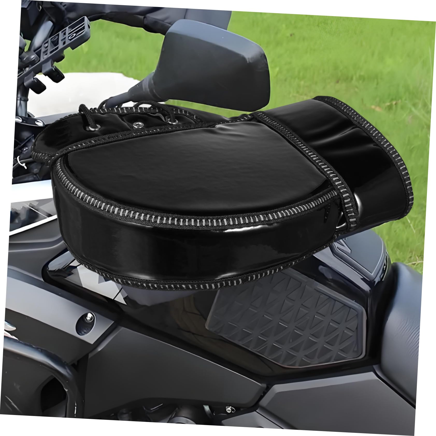 Guanti Manubrio Moto Invernali 1 Paio Nero Antivento | Pu e Fibra Sintetica, Costruzione Weatherproof Strisce Riflettenti, per Uscite in Inverno