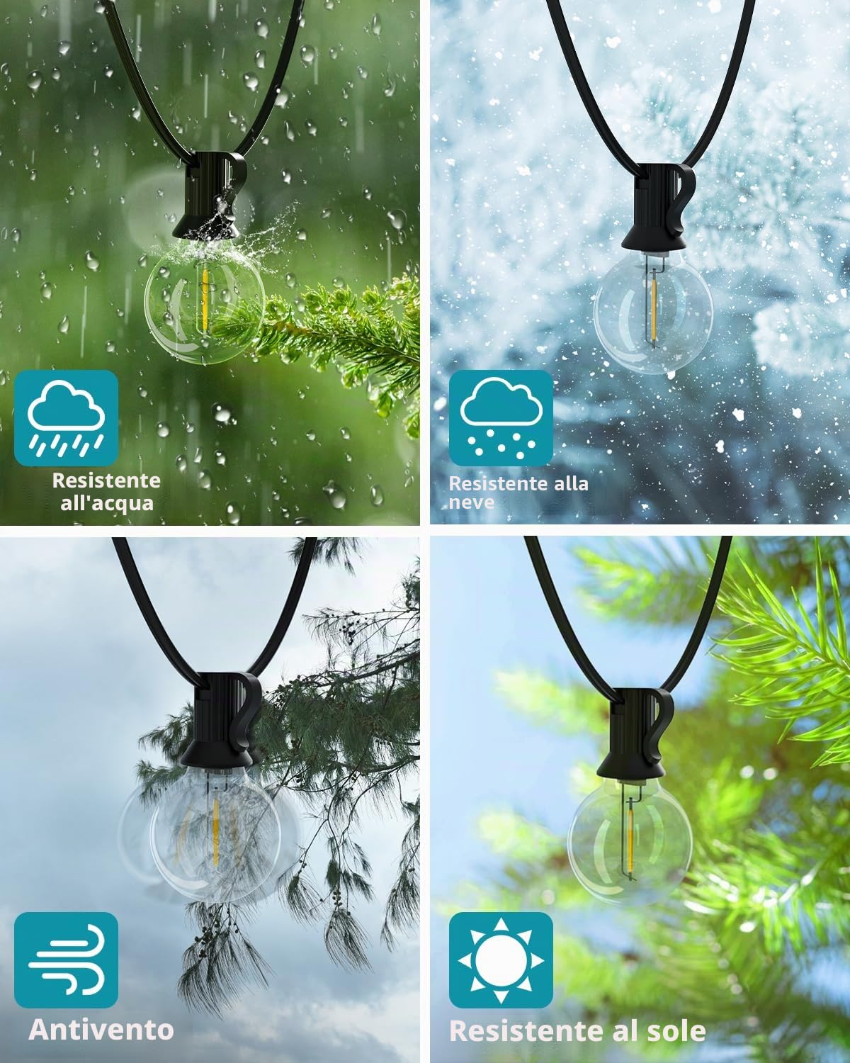 kolpop Catena Luminosa Esterno, [2 Pacchi] 23.1M/76FT Timer/Diminuzione Luci da Esterno Giardino G40 con 30+3 Lampadine di Ricambio, 2700K Luci da Esterno per Casa Giardino Festa Matrimonio Caffè