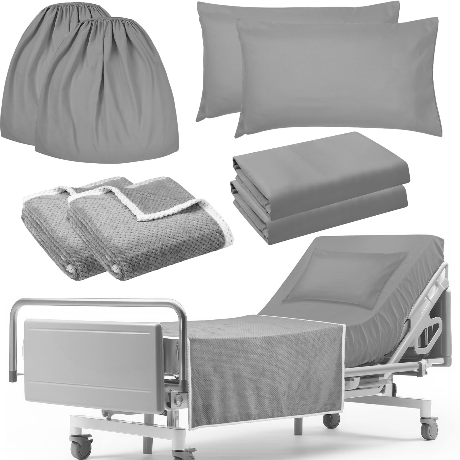 Hospital Bed Sheet Set - 8 Pcs Gray Comfort -1