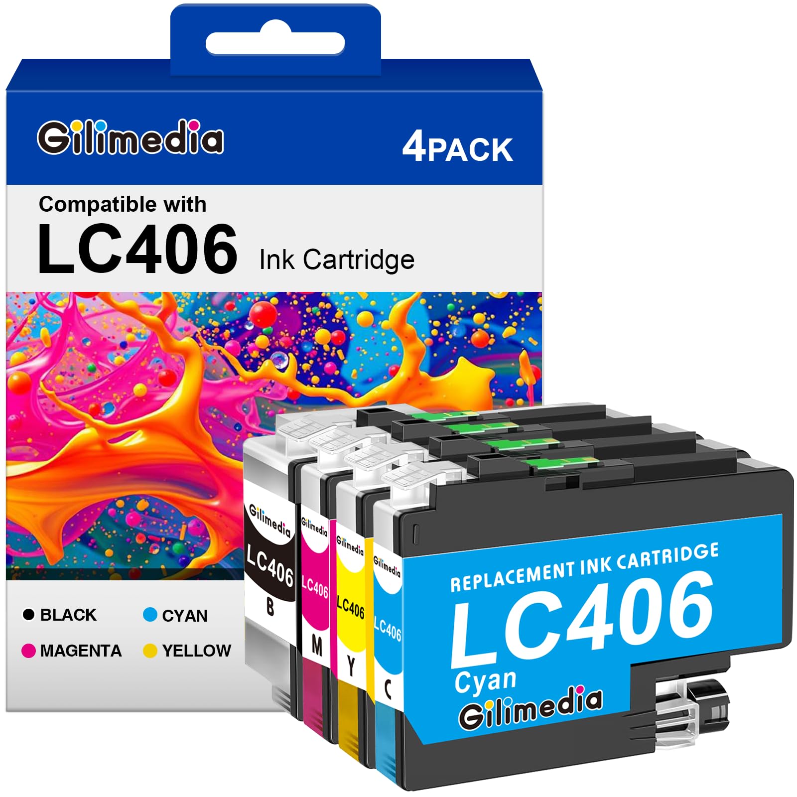 LC406 LC406XL Ink Cartridges for Brother Printer Compatible Replacements for Brother LC406XL Ink Cartridges Combo Pack Work with MFC-J4335DW MFC-J5855DW MFC-J6555DW MFC-J4535DW MFC-J6955DW Printer