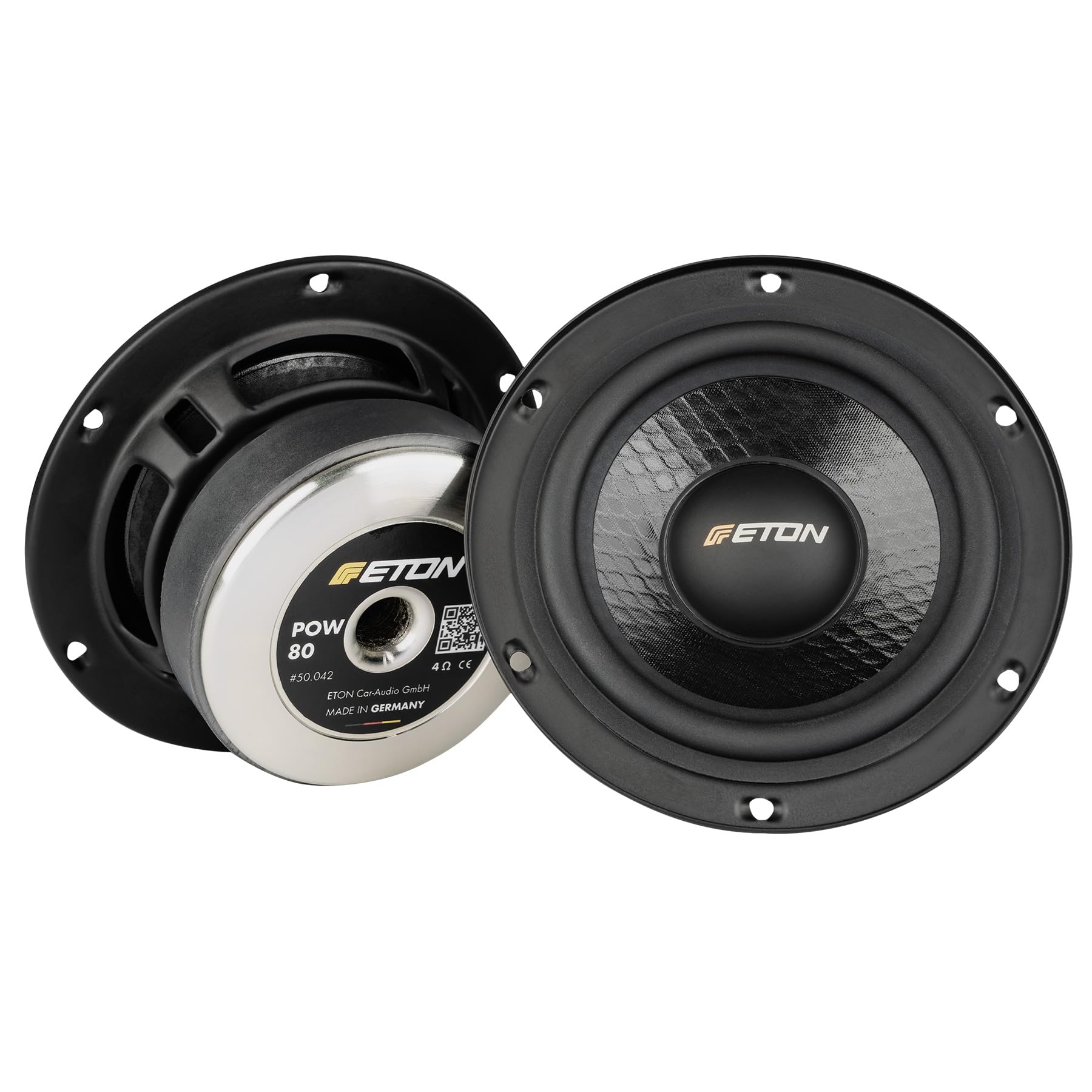 ETON POW 80 – Klangstarker 80 mm (3“) Mitteltöner, Auto Lautsprecher mit kräftigem Ferrit-Magneten, Sound System Ergänzung POW- / POW+ Serie, 1 Paar