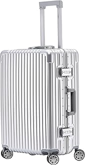 Premium Travel Suitcase - 8 Spinner Wheels - Built-in Side Lock Lightweight Aluminium Frame, ABS Hard Shell Carry on Check in Luggage Highly Durable - Approved for Over 100 Airlines