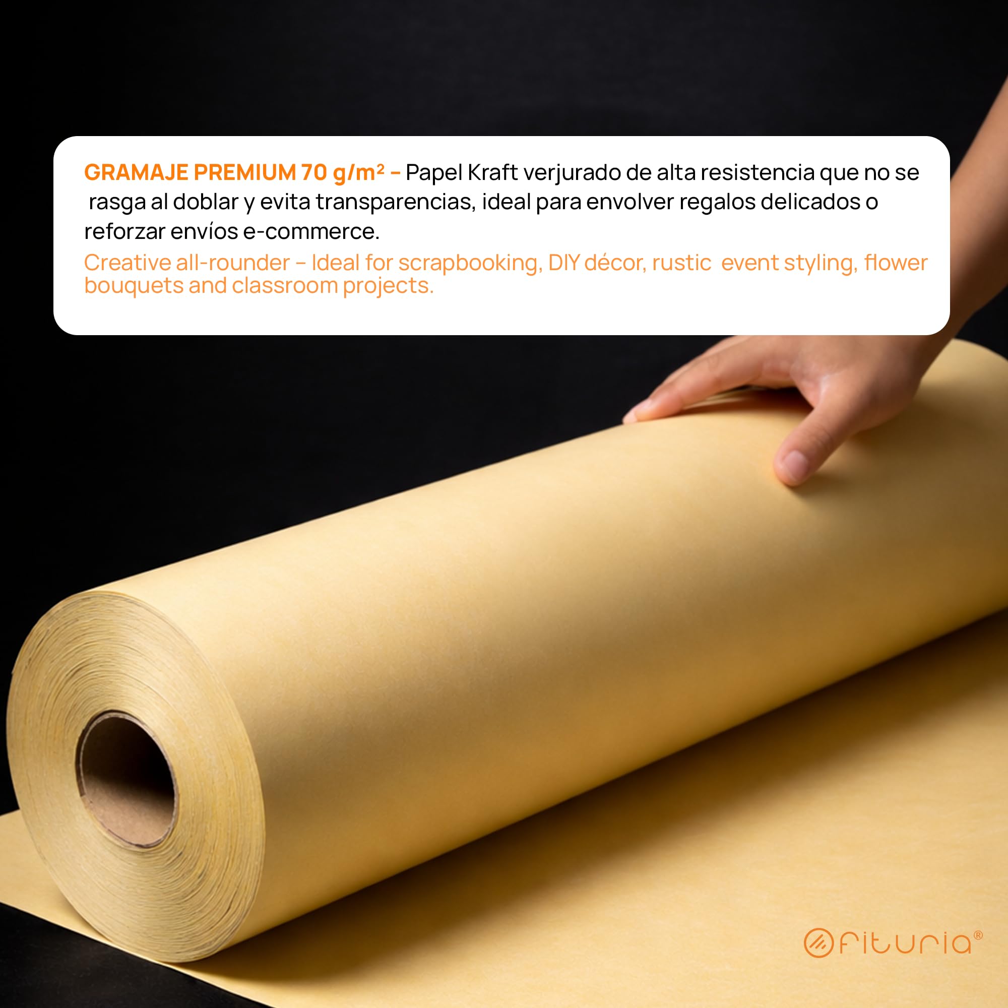 OFITURIA Papel Kraft Pastelowy żółty Rolka 0,90 x 45 m, 3 rolki, papier pakowy i papier do pakowania prezentów, do wysyłki i majsterkowania, trwały i łatwy do cięcia