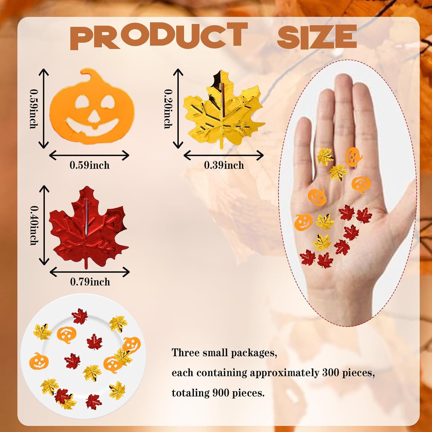 Fall Confetti for Table Decorations, Maple Leaves Metallic Foil Sprinkles Thanksgiving Table Scatters Pumpkins Confetti Sequins for Thanksgiving Day Halloween Party Supplies