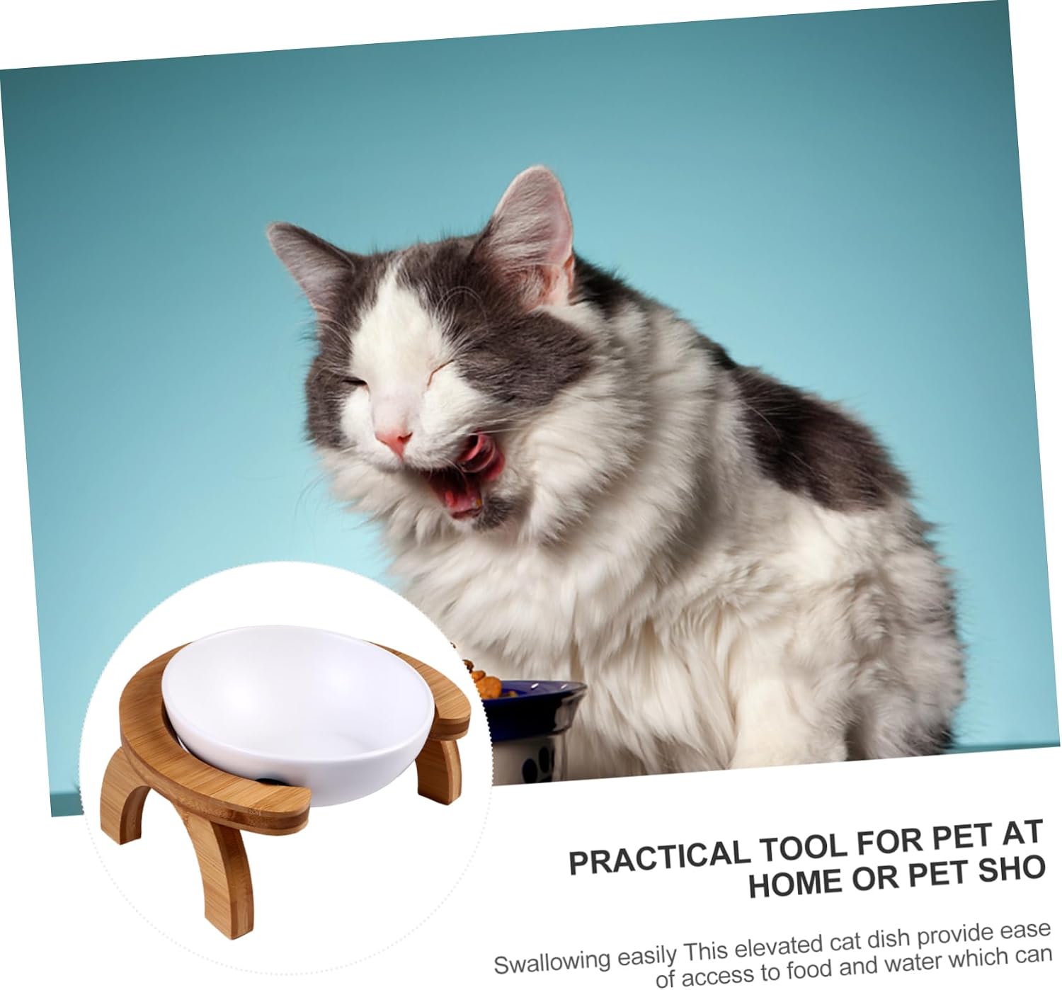 BESPORTBLE Pet Bowl Set Ceramic Drinkers Wooden Bracket Raised Cat Food Water Bowl for Cats Kitten Dogs