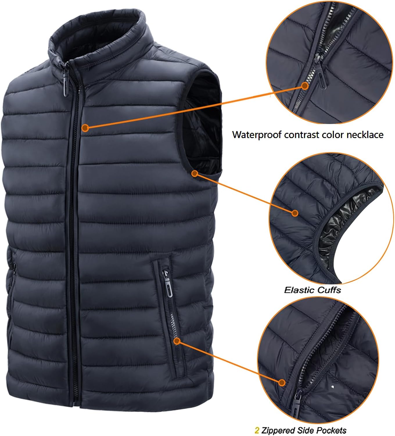 Men's Lightweight Jacket, Casual Stand Collar Vest, Lightweight Sleeveless Autumn Winter Warm Vest