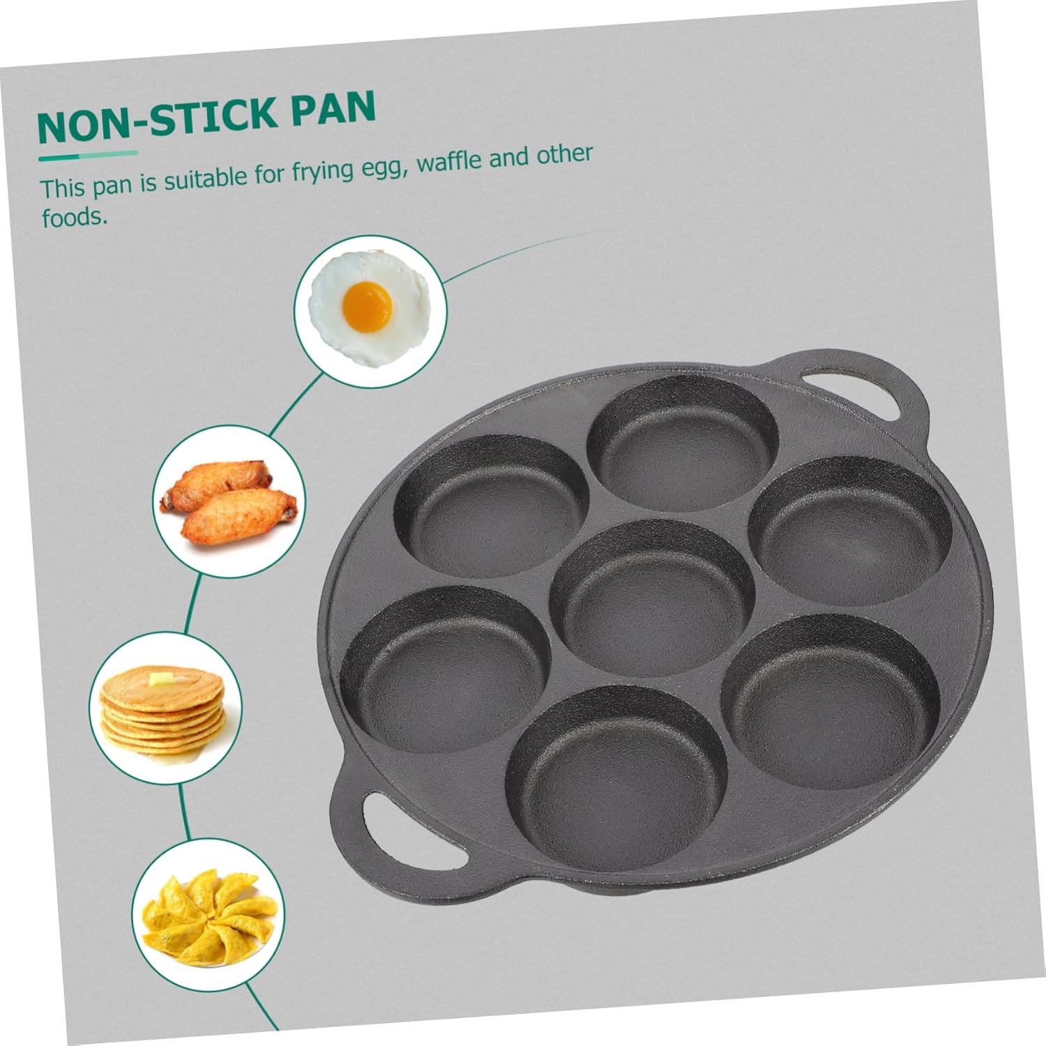 Non-stick Iron Egg Frying Pan Griddle Pancake Pan Skid Resistant Easy Clean