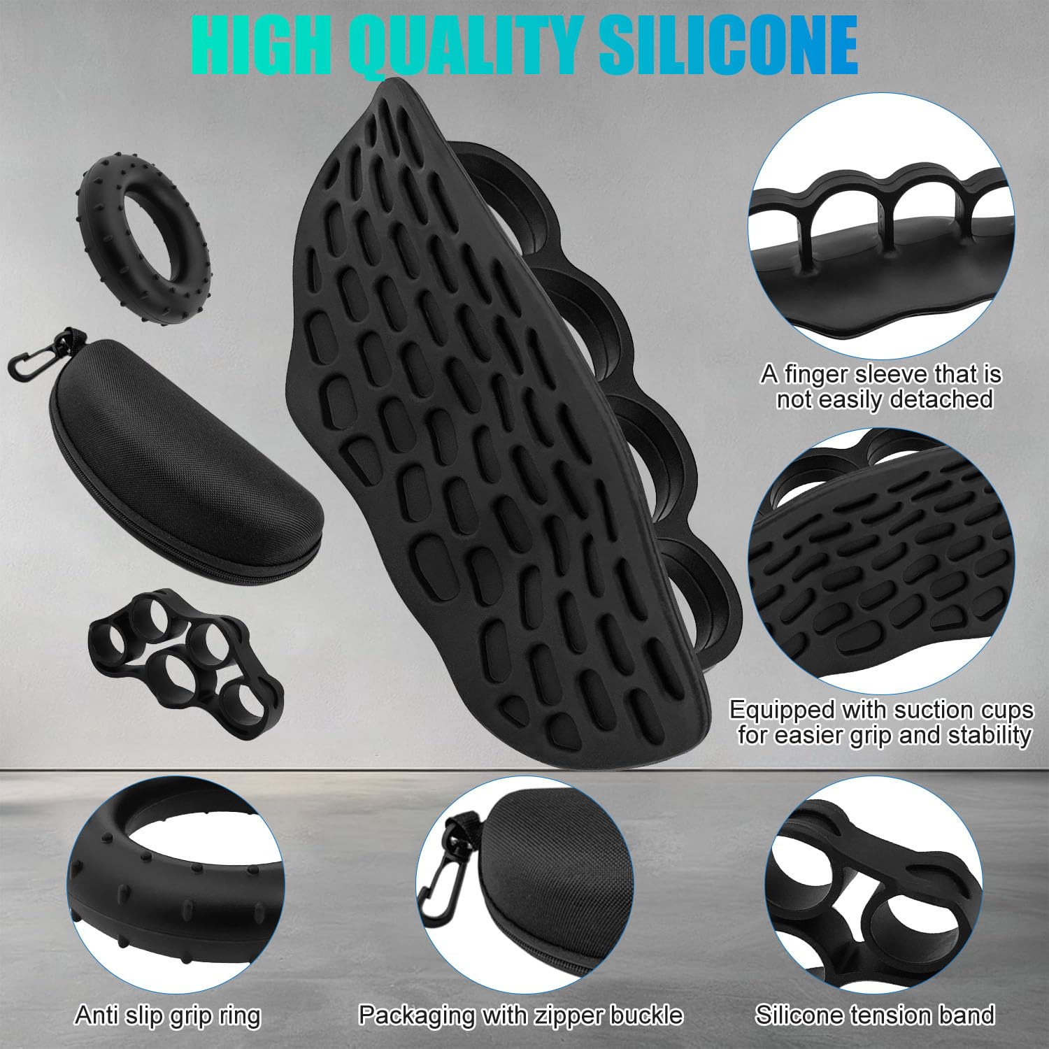 ADNEWX Gym Grips Set - 4-tlg. Silikon Griffpolster Für Krafttraining & Klimmzüge