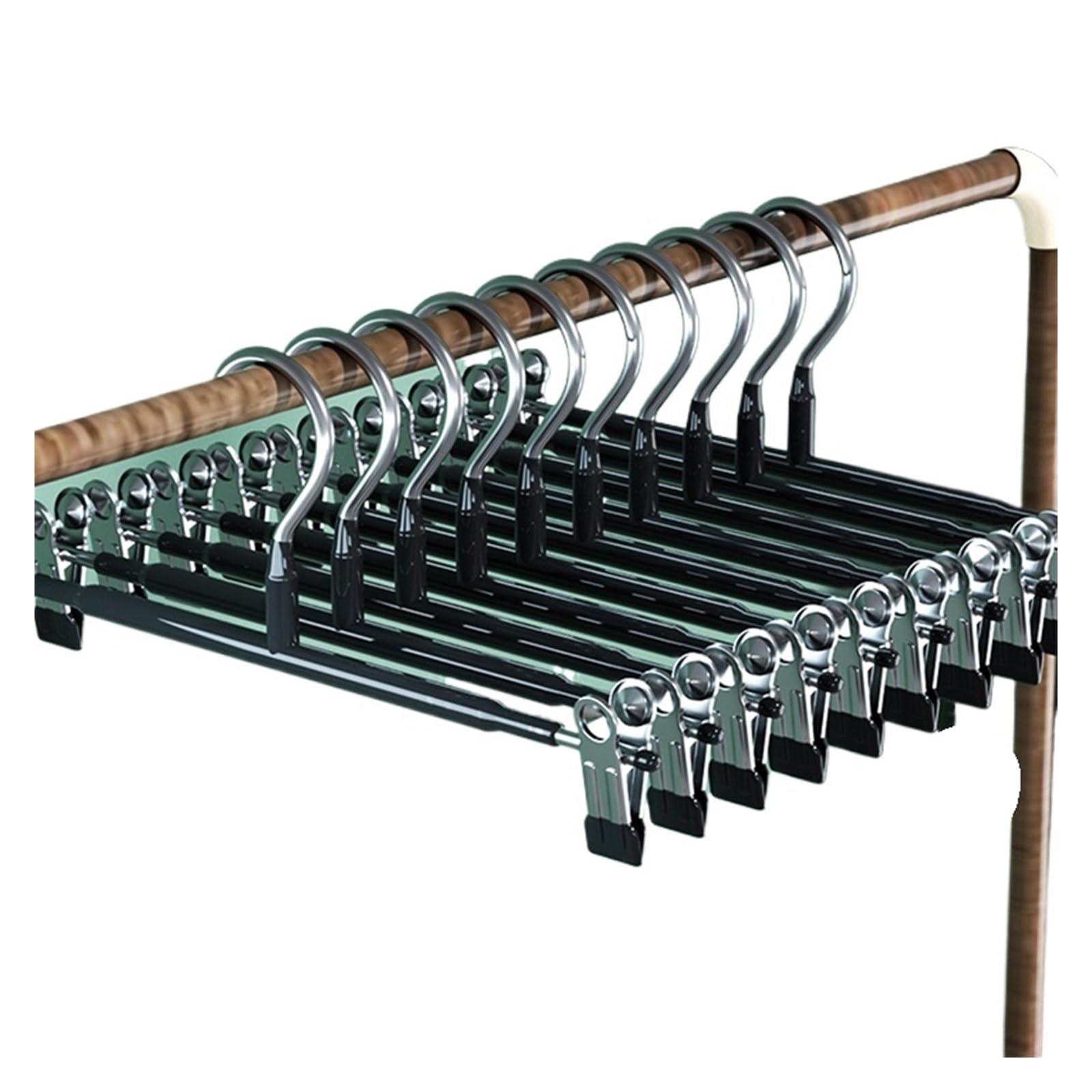 KFGISD, 5Pcs Pants Hanger Trouser Hangers Underwear Storage Wardrobe Drying Rack Traceless Hangers Tweezers Non-slip ，Hangers(5ps Dark Green)