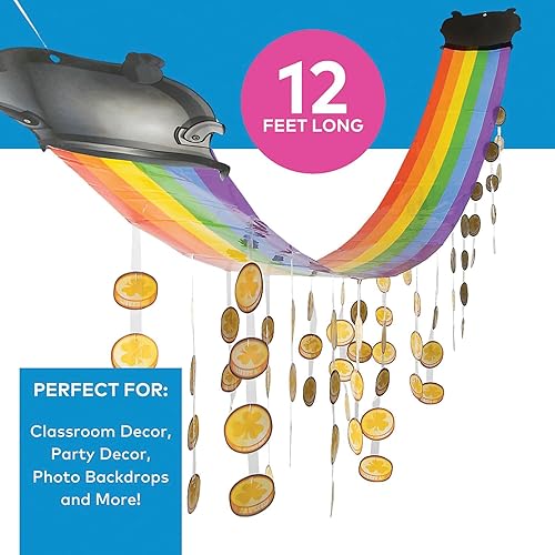 Miniatura 2 de Fun Express Decoración del Día de San Patricio Olla de Oro con guirnalda de arco iris – Decoración de techo colgante de 12 pies para fiesta del día
