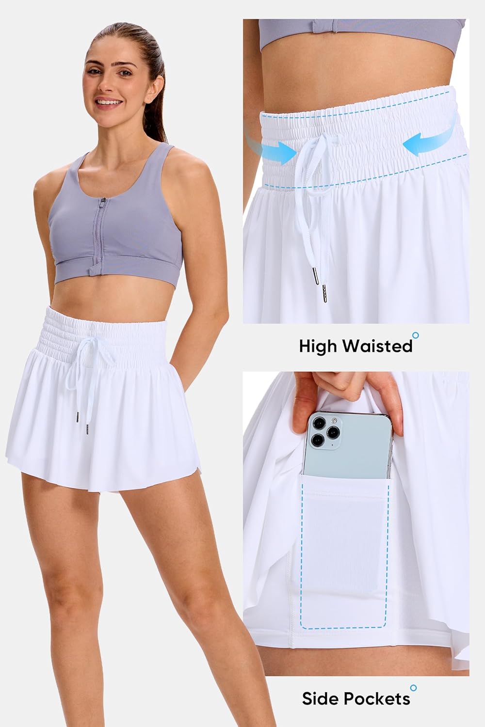 Blaosn Flowy Athletic Shorts for Women Workout Running Gym Yoga High Waist with Pockets Sweat Skorts Casual Summer Clothes - Image 4